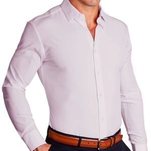 State and Liberty lavender dress shirt with matching pocket square